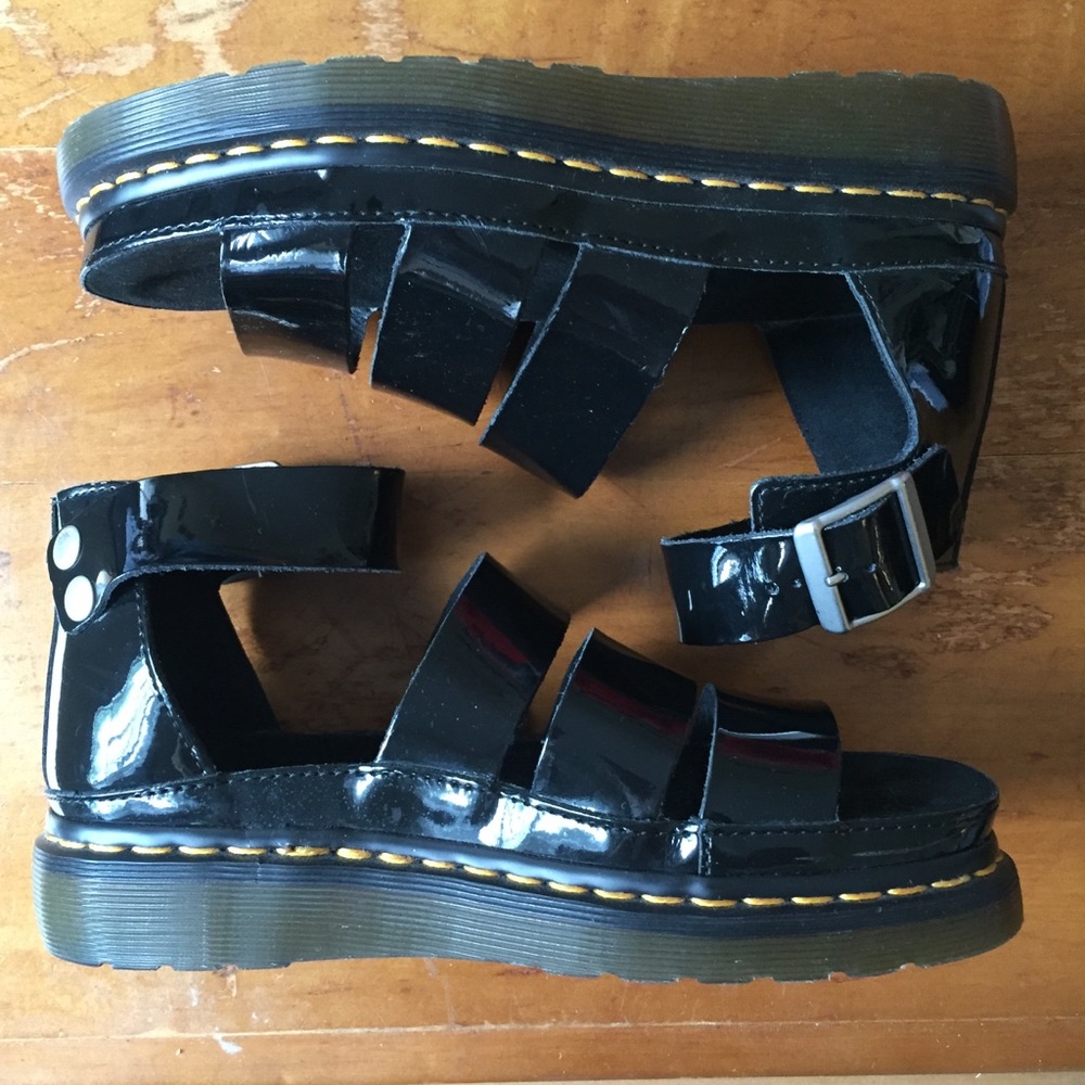 Dr. Martens Clarissa Black Patent Leather Sandals